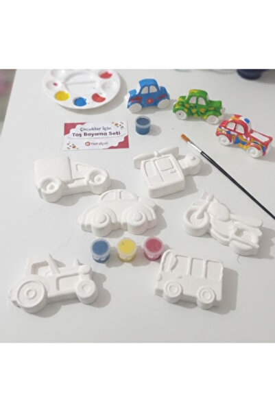 parlahome TAŞITLAR TAŞ BOYAMA SETİ HEDİYELİK Kendin Yap,Doğum Günü, Karne,tat...
