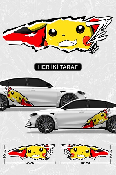 Stikacar PIKACHU Yan Gövde Kaplama Sticker