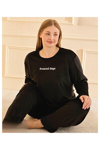 Mihra Women's Winter Crew Neck Velvet Battal Pajama Set 13213S - 1 Piece