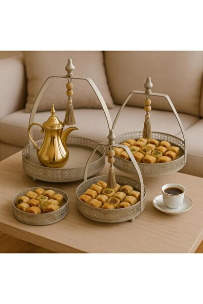 Generic Decorative Dessert Serving Set in Three Attractive Circular Sizes