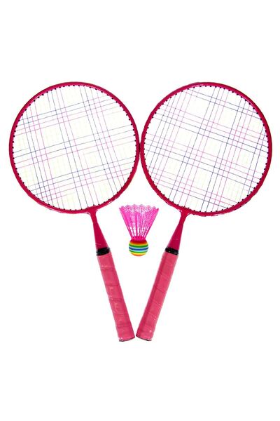 OEM Set Rachete de Badminton din Plastic Roz cu Fluturasi pentru Copii 46cm -...