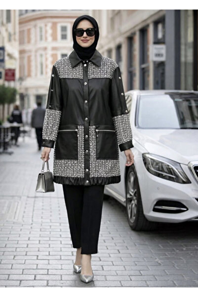 wennew Deri detaylı tasarım ceket