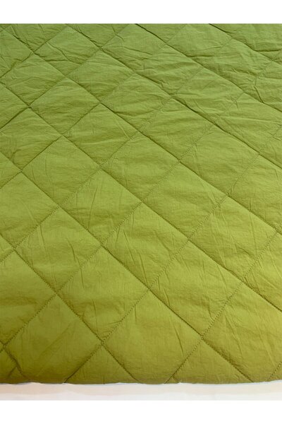 Yiğit Kumaş Oil Green Textured Quilted Fabric Coat - One-Sided