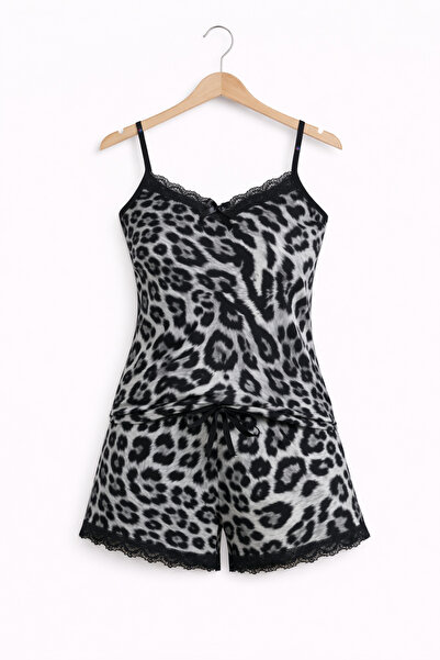 belpa Sıla Sella Bamboo Women's Shorts Pajama Set – with Strappy Lace Detail