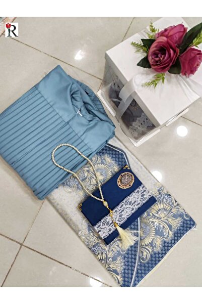 Gernic Prayer set: 2cm padded prayer rug, Quran cover with matching embroider...