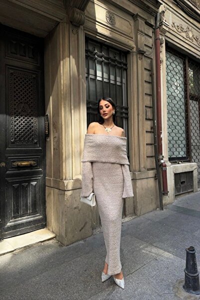 Auroveen Basic Madonna Collar Knitwear Dress Av3310