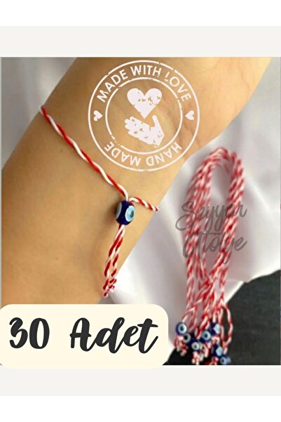 30 Pcs Evil Eye Beads Marteniçka Bracelet – Spring and Luck Wish Rope (Red White)