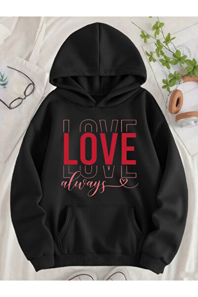 Flow touch Comfortable fit Hooded Oversized unisex love Printed sweat
