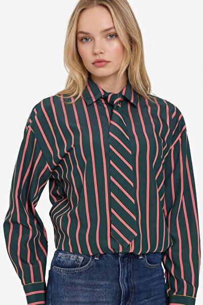 DeFacto Oversized Tie Detailed Striped Shirt G8002Ax26Sp