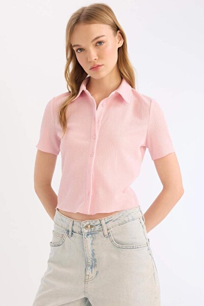 DeFacto Fitted Wrinkled Short Sleeve Shirt D7303Ax25Sm