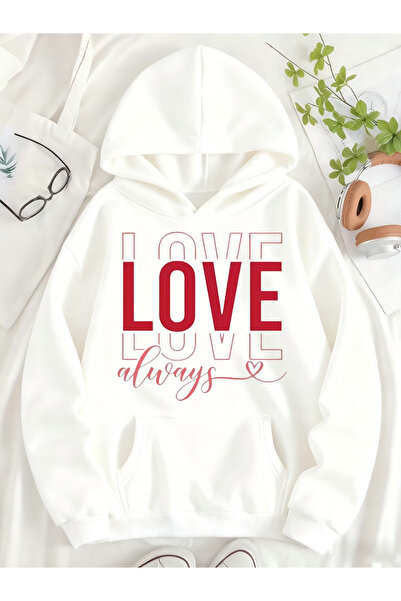 Flow touch تناسب مريح بغطاء رأس قصة فضفاضة للجنسين الحب مطبوع العرق