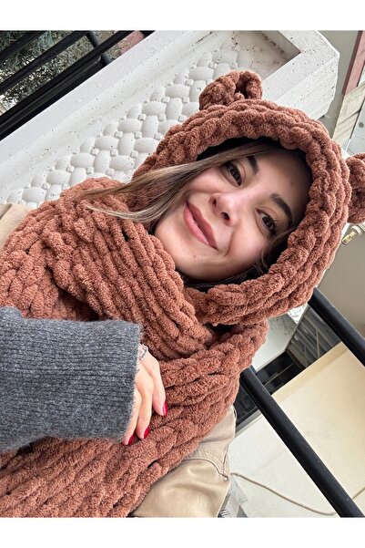 MODİNOVA Puffy Balaklava - Combined Scarf Beanie-Bear Balaklava