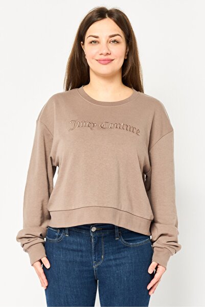 Juicy Couture Women Crew Neck Embroidered Logo Long Sleeve Sweatshirt, Brown