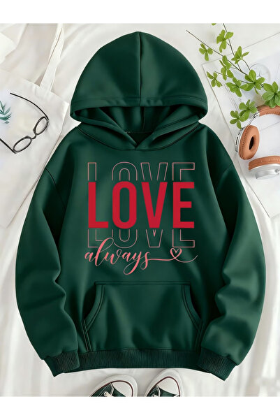 Flow touch Comfortable fit Hooded Oversized unisex love Printed sweat