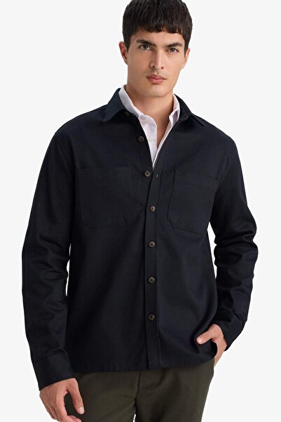DeFacto Regular Fit Polo Collar Gabardine Long Sleeve Shirt G5341Ax25Wn