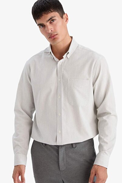 DeFacto Regular Fit Polo Collar Crinkle Long Sleeve Shirt G5334Ax25Wn