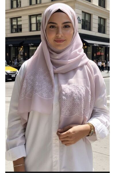 Veil Designer Luxurious veil in mauve hues with unique hand-embroidered detai...