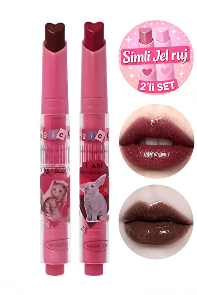 magic casa Simli Jel Ruj 2’li Set 5 ve 6 Numara | Kalpli Uç | Parlak & Nemlen...
