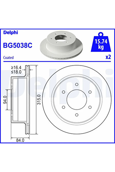 DELPHİ Дискови спирачки Mitsubishi Pajero Sport 2