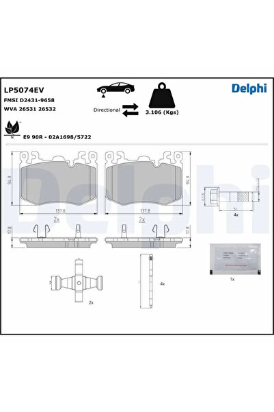 DELPHİ Комплект спирачни накладки за дискови спирачки Polestar Polestar 2