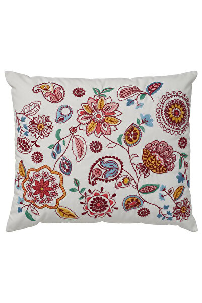 IKEA Pernă FJÄLLFRYLE, alb multicolor/broderie, 50 x 58 cm