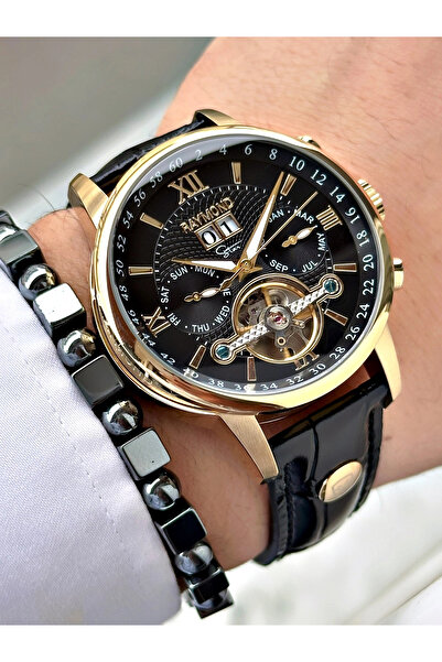 Raymond Özel Seri Otomatik Diplomat Klipsli Deri Kordon Erkek Saati