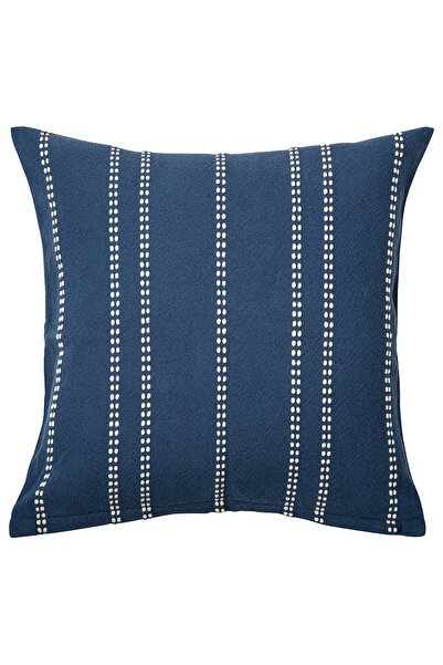 IKEA Față de pernă KRUTBRÄNNARE, dungi albastre și albe murdare, 50 x 50 cm