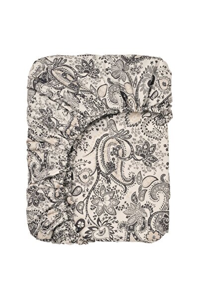 IKEA RODGERSIA Fitted Sheet, Gray/White, 160 x 200 cm