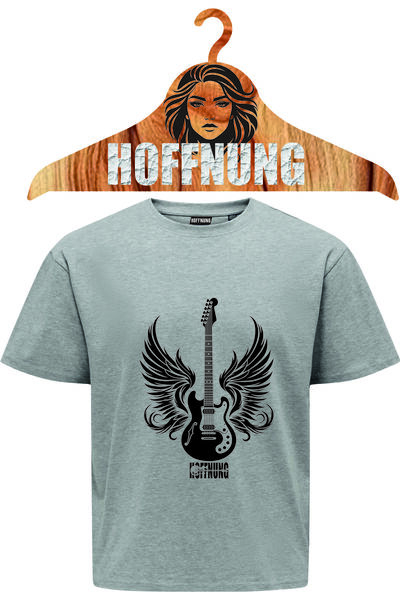 HOFFNUNG Unisex Cotton Oversized "Guitar Hoffnung" Printed Crew Neck Comforta...
