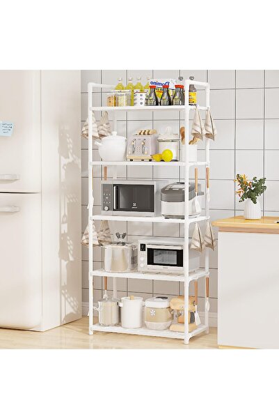 RAWAID Kitchen Shelving Unit Storage Shelves Organizer with Side Hooks Multif...