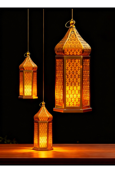 Generic فانوس رمضان يعمل بالبطارية بتقنية LED - زينة رمضانية أنيقة للمنزل