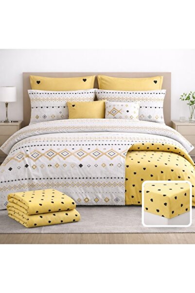 ANGMAD Double bed linen 6 pieces Finet Cotton stars and geometric shapes whit...