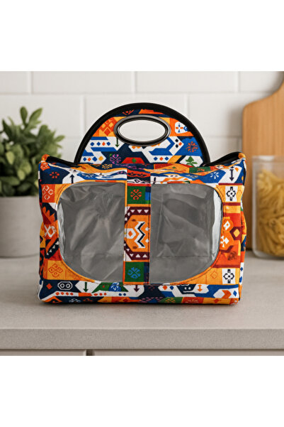 Generic حقيبة طعام معزولة حرارياً بنقوش تراثية ملونة