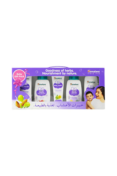 Himalaya مجموعة هدايا للعناية بالطفل تحتوي على بودرة وشامبو ولوشن استحمام وكر...