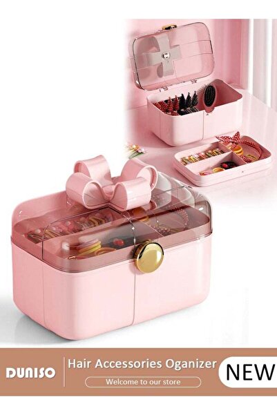 DOMEET 2 Layers Hair Accessories Storage Box with Lid, Hairband Hair Clip Jew...