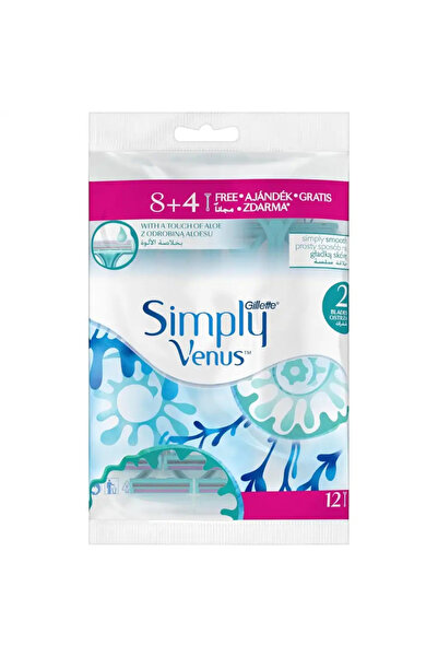 Gillette شفرات حلاقة سيمبلي فينوس مزدوجة الشفرات مع لمسة من الصبار - 12 قطعة
