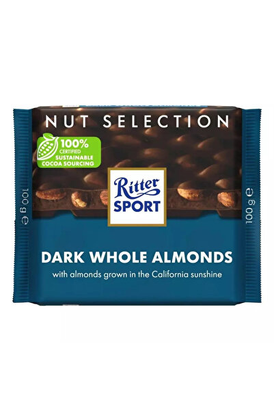 Ritter Sport Dark Whole Almonds Flavored Smooth Fondant Chocolate- 100gms