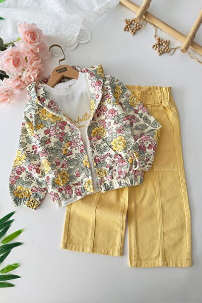 Minigimin Cicileri Σετ μπουφάν 3 τεμαχίων από βαμβάκι με λουλούδια για το μικ...