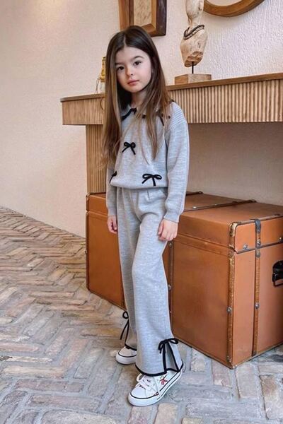 Minigimin Cicileri طقم بناتي مكون من قطعتين من سترة وبنطلون تريكو بتفاصيل فيو...