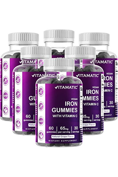 Vitamatic Iron 65 mg Gummies Supplement for Women & Men - 60 Vegan Gummies - ...