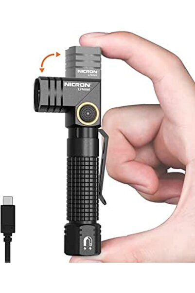 NICRON EDC Flashlights Rechargeable, 90 Degree Flashlight with Magnet 400 Hig...