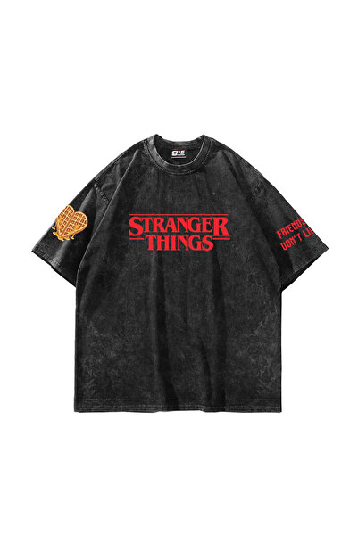 Bak Moda Οι φίλοι δεν ψεύτιζονται με τύπωμα oversized Unisex Πλενόμενο Μαύρο ...