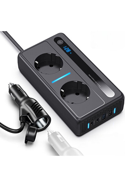 Dasbo Invertor de tensiune auto 12/24 V, tensiune de ieșire 220V, putere 300W...