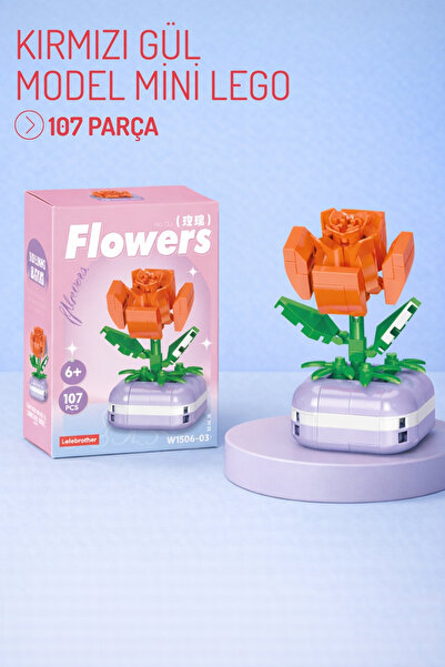 Nandy Home Kırmızı Gül Model Karakter Figürü 3D Yapı Oyuncakları
