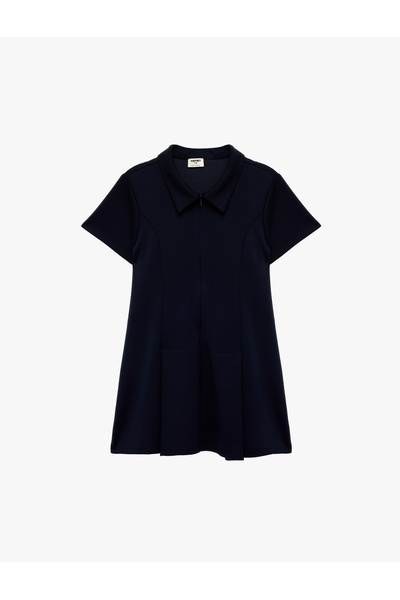 Koton Rochie cu guler tip cămașă, cu mânecă scurtă, din amestec de viscoză, c...