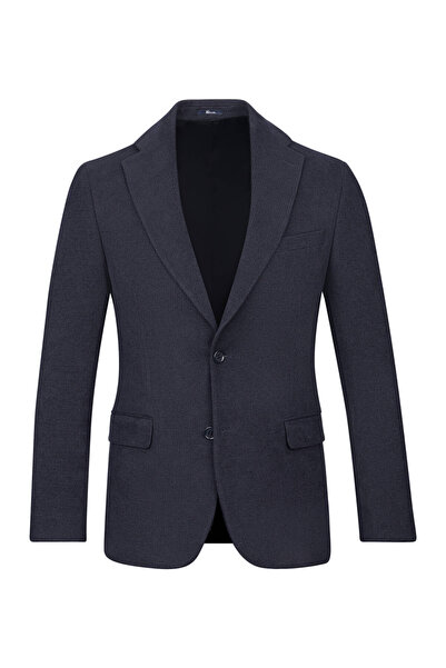 Hatemoğlu Lacivert Comfort Fit Mono Yaka Klasik Ceket
