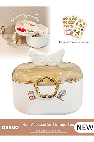 DOMEET 2 Layers Hair Accessories Storage Box with Lid, Hairband Hair Clip Jew...