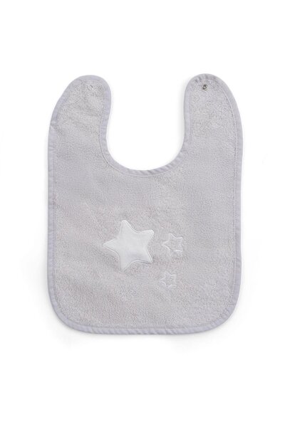 Uygun Bebe Star Embroidered Baby Bib Gray Towel Bib 27X37Cm