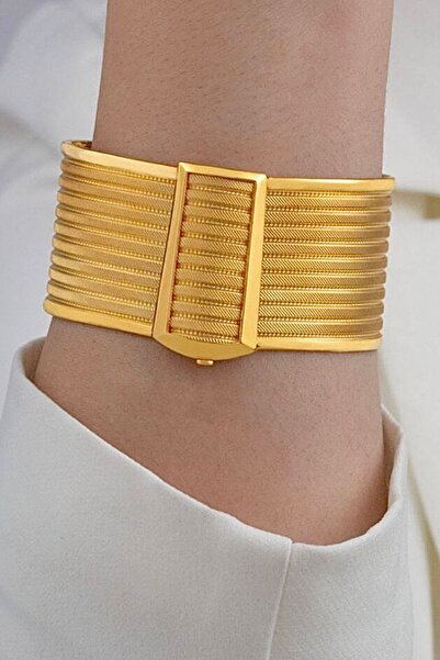 Çgk Çiğdem Gürel Kuyumculuk Hasır Tokalı Model Altın Kelepçe Bilezik