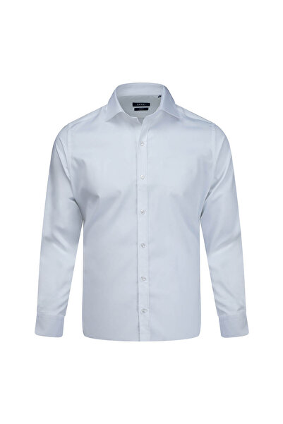 Hatemoğlu White Slim Fit Light Italian Collar Cotton Satin Long Sleeve Shirt